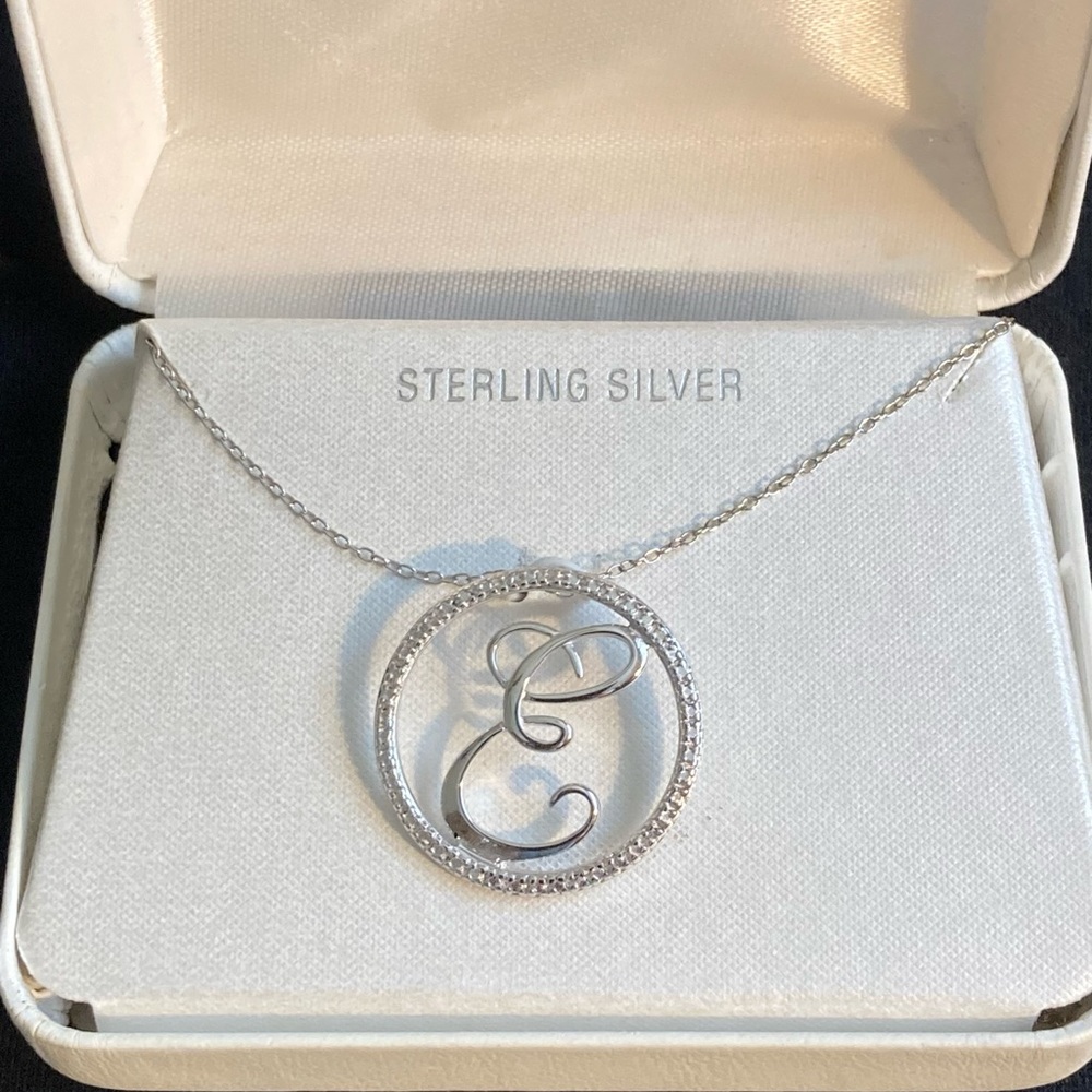 Sterling Silver Initial “E” Necklace Stamped